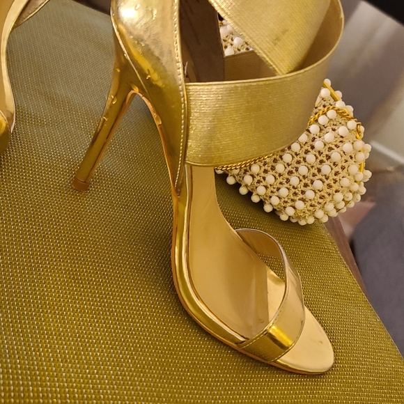 Metallic  Gold Heels - Picture 2 of 6